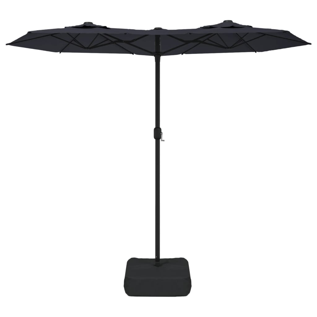 Vidaxl Parasol dvojna streha 316x240 cm črna