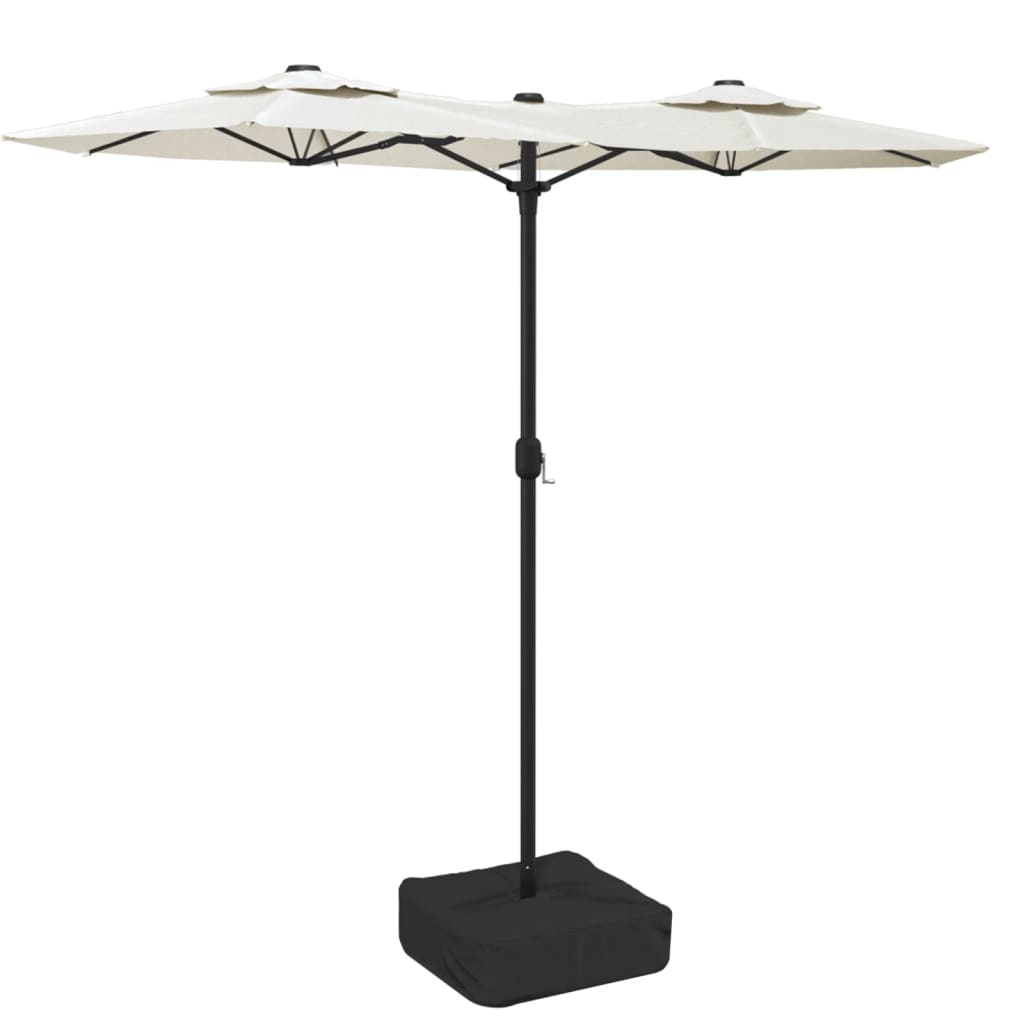 Vidaxl Parasol podwójny dach z diodą LED 316x240 cm piaskową biały