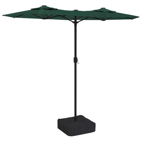 Vidaxl parasol dubbel met led's 316x145 cm groen