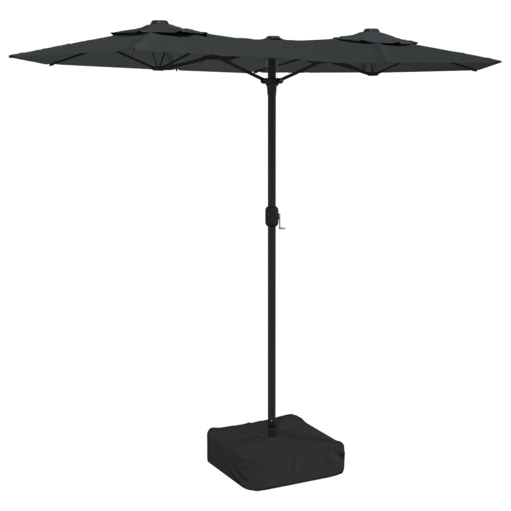 Podwójny dach Vidaxl Parasol z diodami LED 316x240 cm antracytowymi