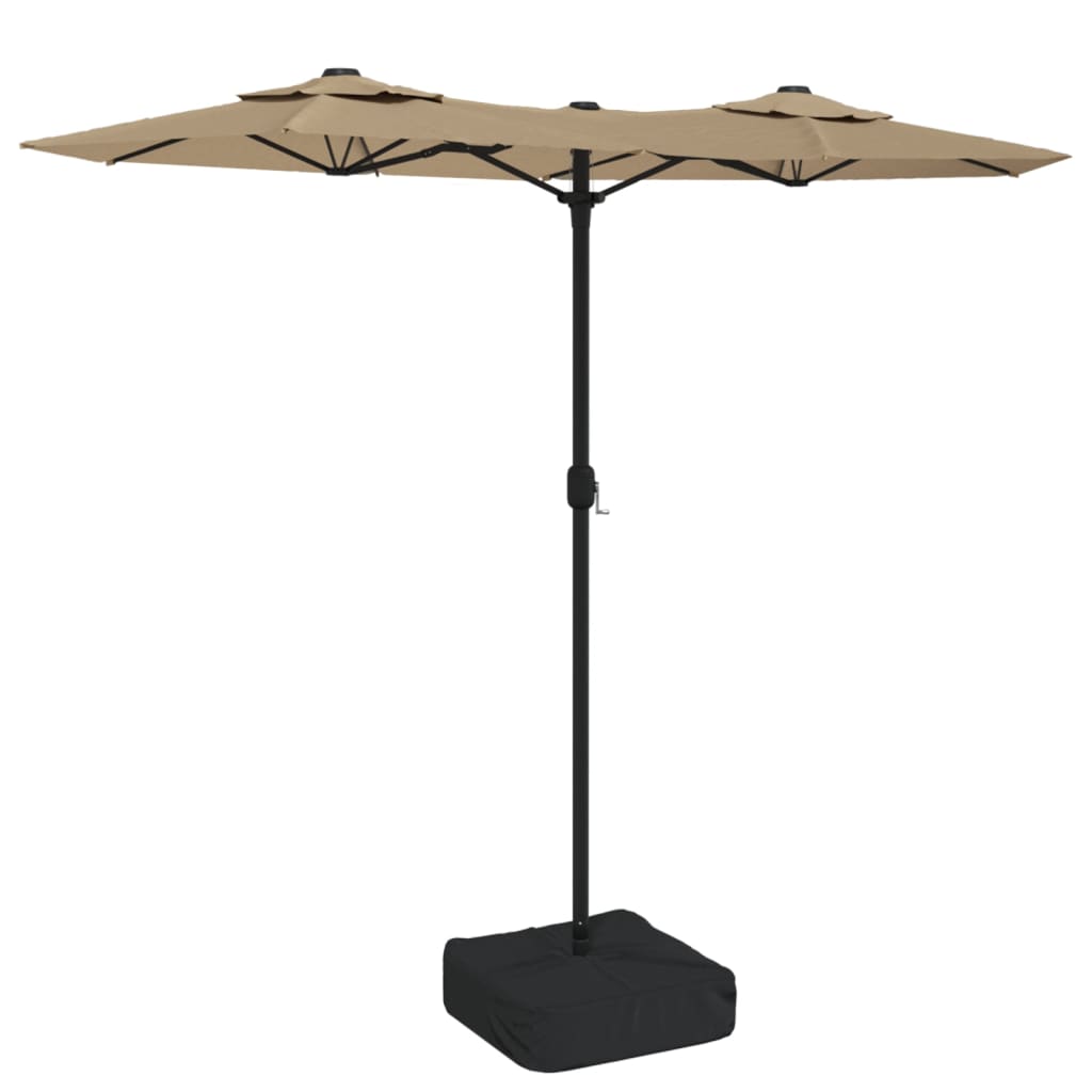 Vidaxl Parasol Doppeldach mit LEDs 316x240 cm Taupe