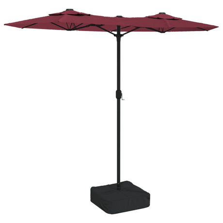 Vidaxl parasol dubbel dak met led 316x145 cm bordeauxrood
