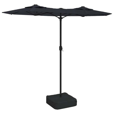 Vidaxl parasol dubbel dak met led's 316x145 cm zwart