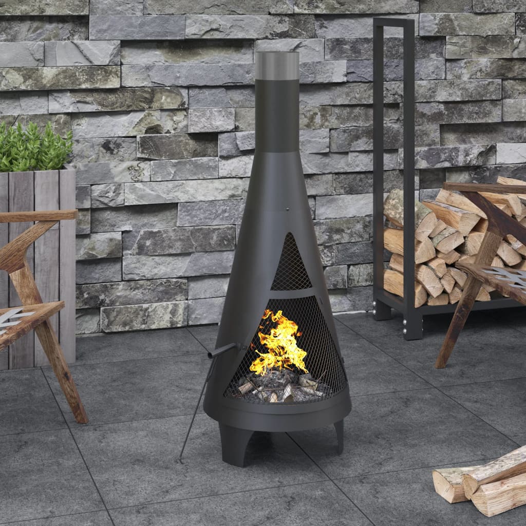 Vidaxl garden stove with poker 45x45x122 cm steel