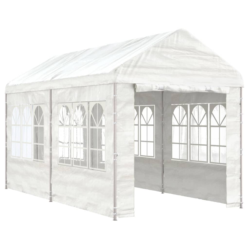 Vidaxl arbor with roof 4.46x2.28x2.69 m polyethylene white