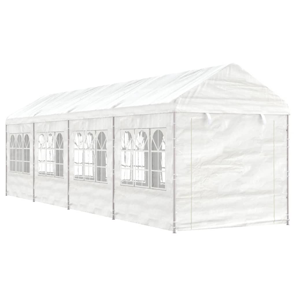 Vidaxl Arbor con tetto 8.92x2.28x2.69 m polietilene bianco