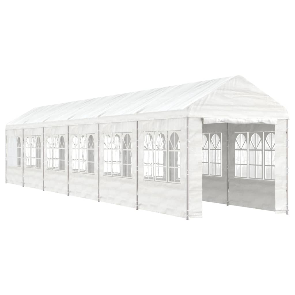 Vidaxl arbor with roof 13.38x2.28x2.69 m polyethylene white