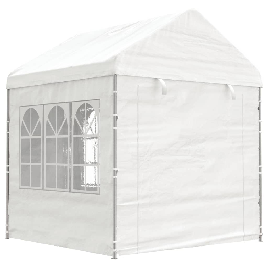 Vidaxl arbor with roof 13.38x2.28x2.69 m polyethylene white