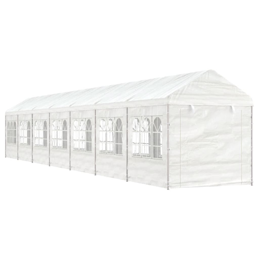 Vidaxl arbor with roof 15.61x2.28x2.69 m polyethylene white