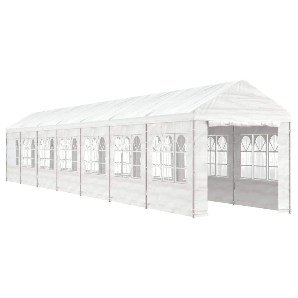 VidaXL Prieel met dak 15,61x2,28x2,69 m polyetheen wit