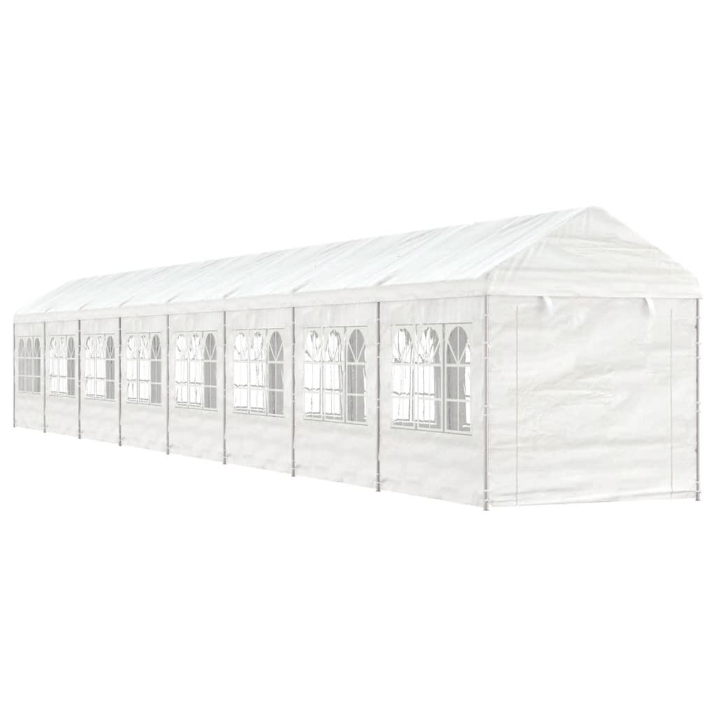 Vidaxl arbor with roof 17.84x2.28x2.69 m polyethylene white