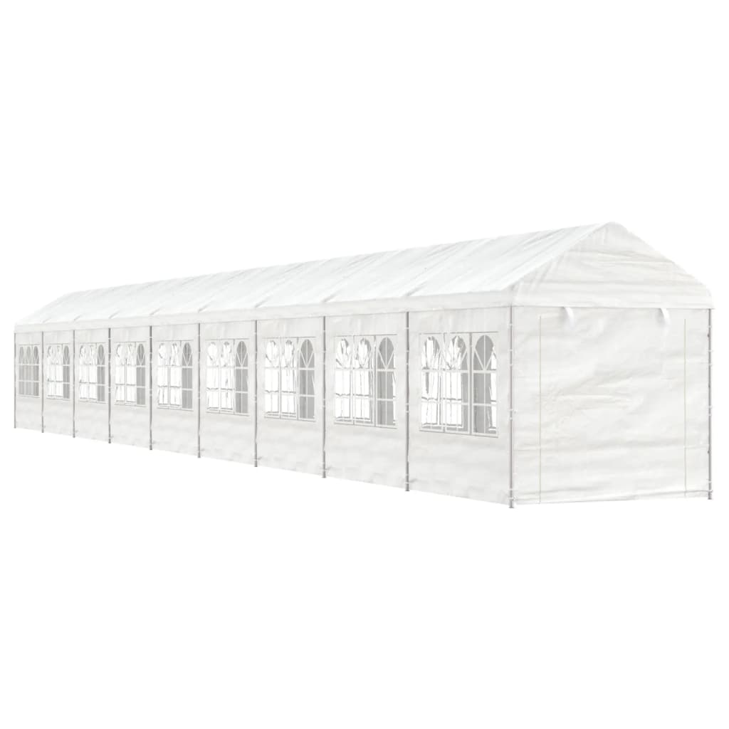 Arbor vidaxl avec toit 20.07x2.28x2.69 m Blanc en polyéthylène