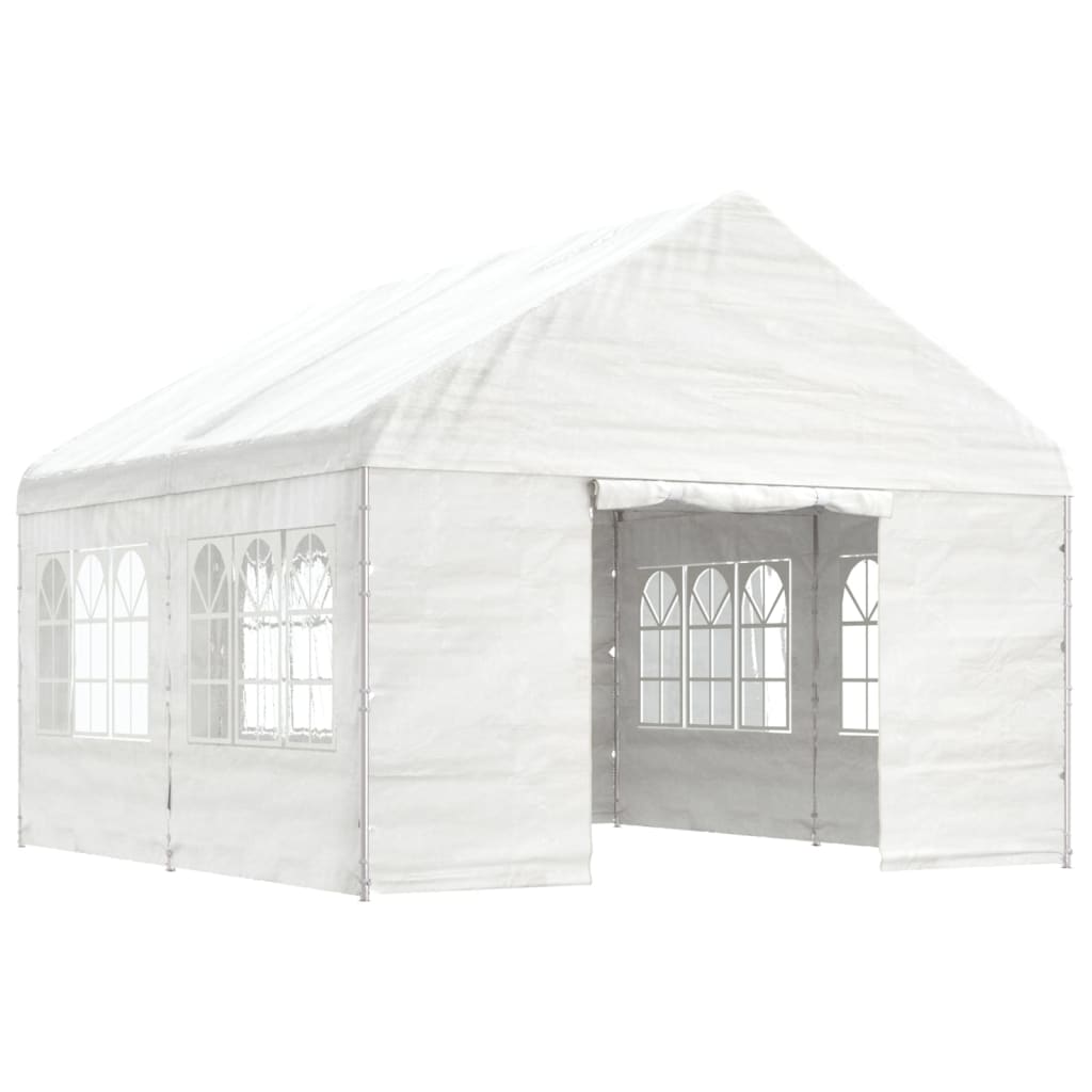 Vidaxl arbor med tak 4.46x4.08x3.22 m polyetylenhvit