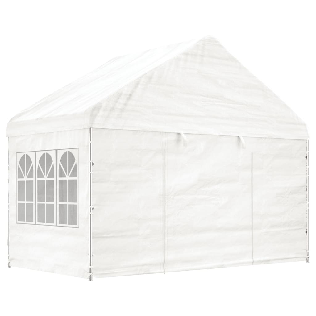 Vidaxl Arbor con techo 4.46x4.08x3.22 M polietileno blanco