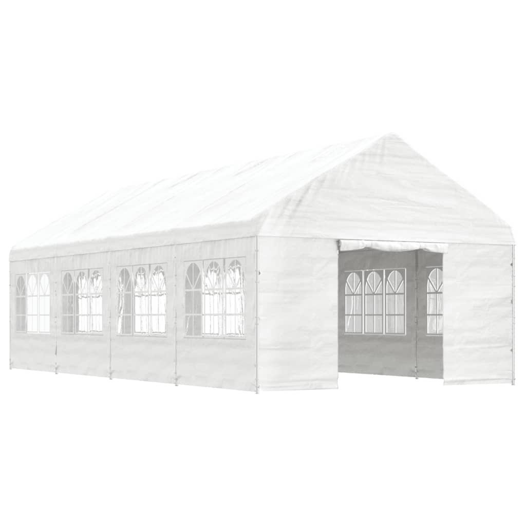 VidaXL Prieel met dak 8,92x4,08x3,22 m polyetheen wit