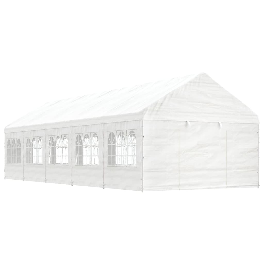 VidaXL Prieel met dak 11,15x4,08x3,22 m polyetheen wit