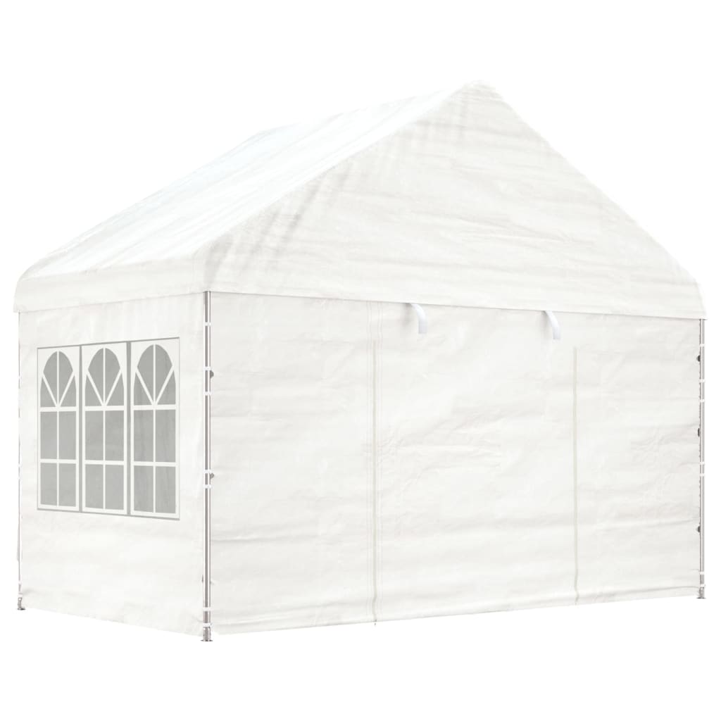 Arbor Vidaxl avec toit 11.15x4.08x3,22 m Blanc en polyéthylène