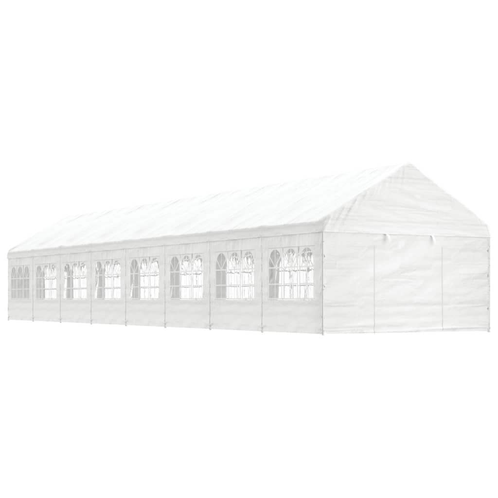 VidaXL Prieel met dak 17,84x4,08x3,22 m polyetheen wit