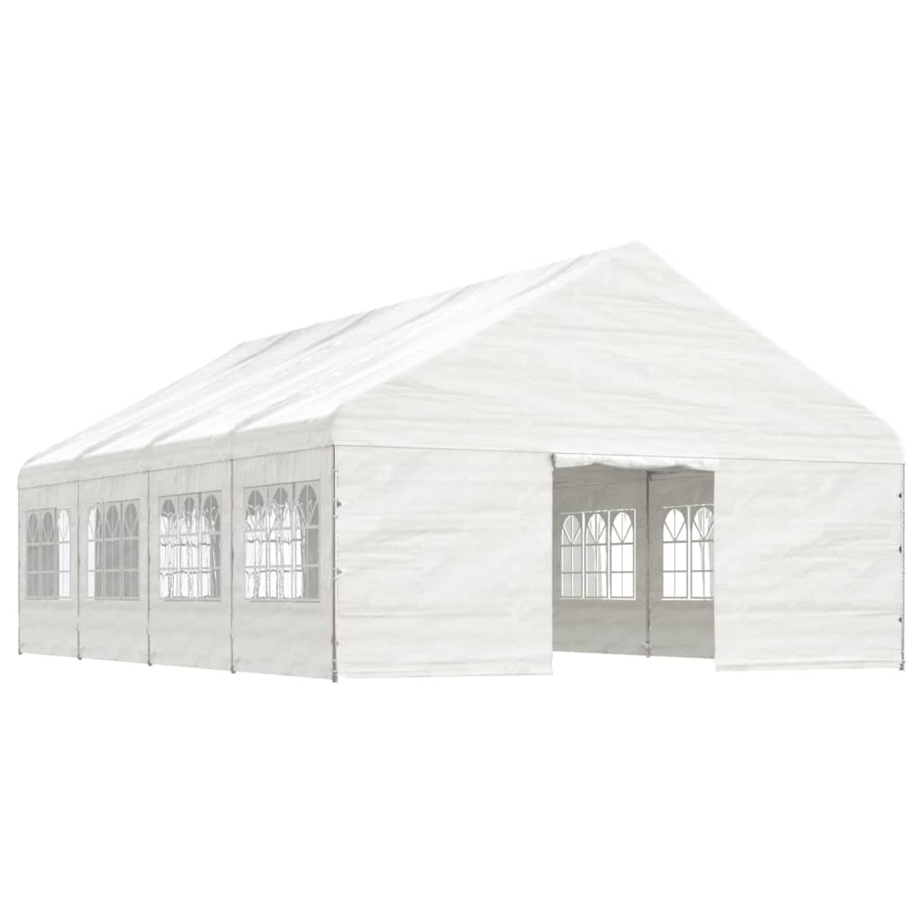 Vidaxl arbor with roof 8.92x5.88x3.75 m polyethylene white