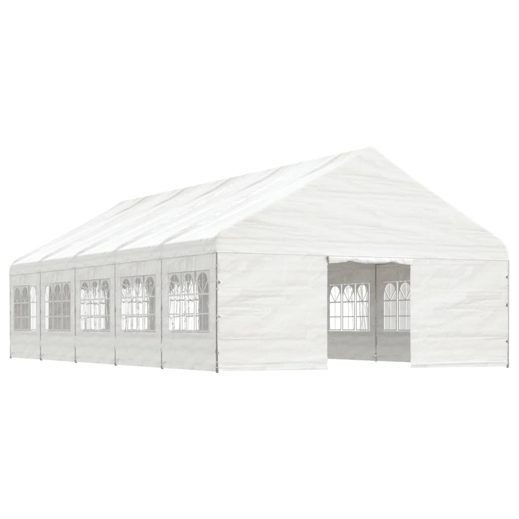 Arbor vidaxl avec toit 11.15x5.88x3,75 m Blanc en polyéthylène