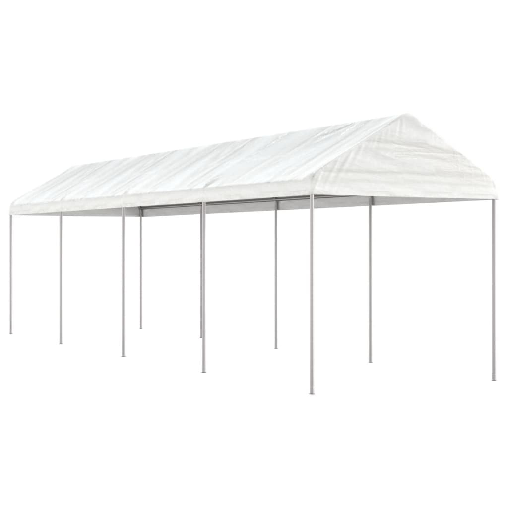 Vidaxl Arbor con techo 8.92x2.28x2.69 M polietileno blanco