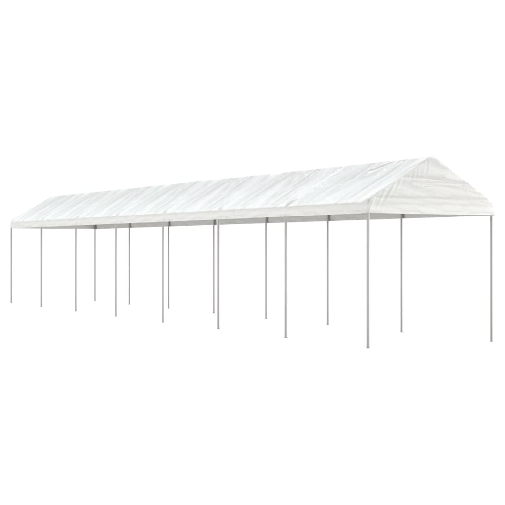 Arbor vidaxl avec toit 15.61x2.28x2.69 m Blanc en polyéthylène