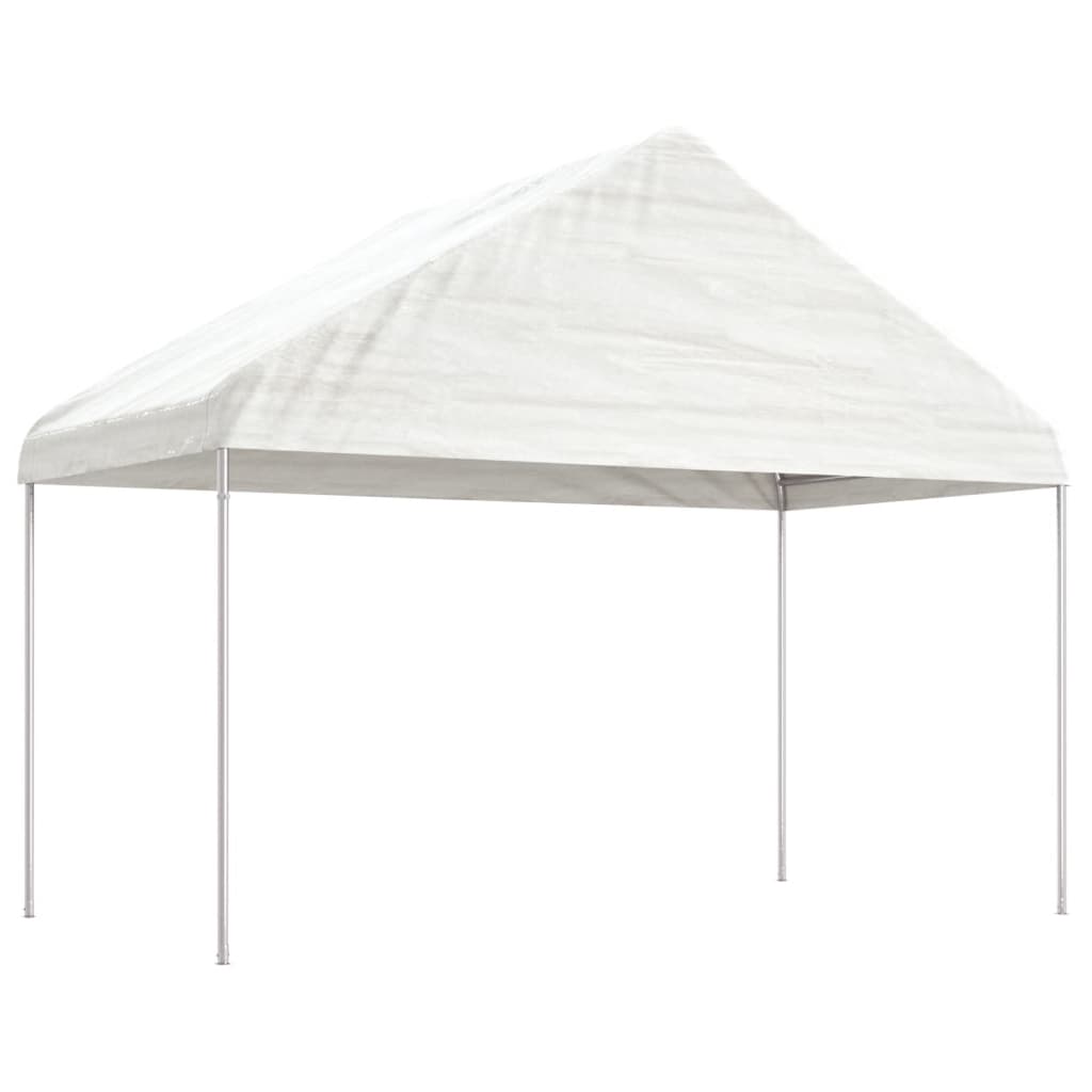 Arbor vidaxl avec toit 4.46x4.08x3,22 m Blanc en polyéthylène