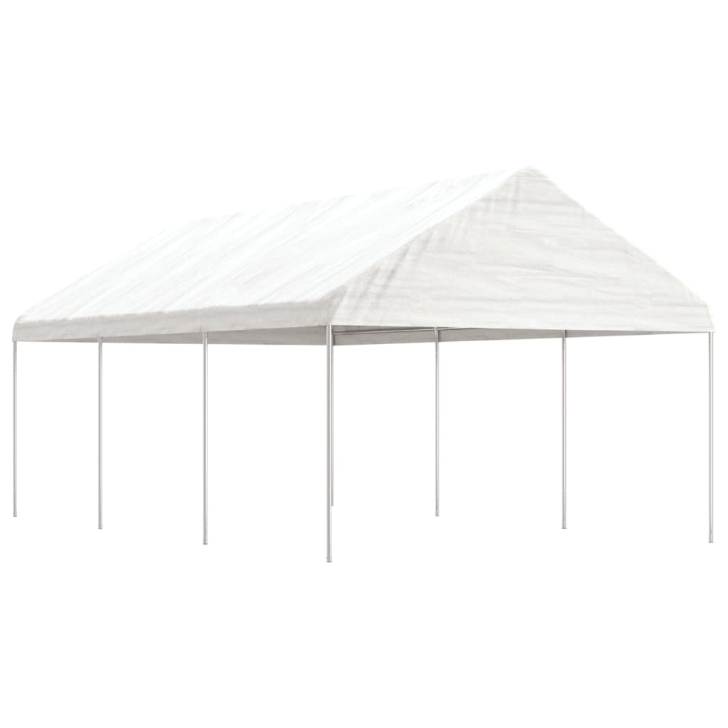 Arbor Vidaxl avec toit 6.69x4.08x3,22 m Blanc en polyéthylène