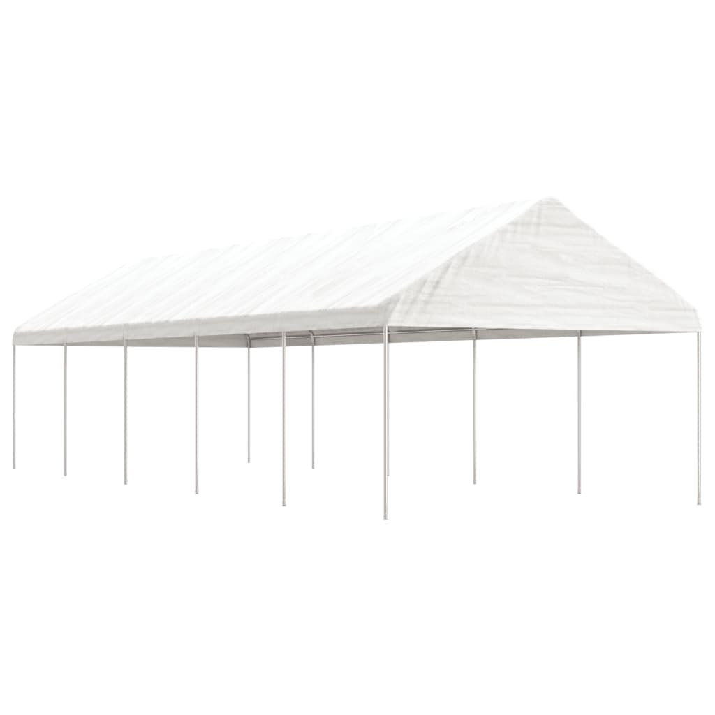 VidaXL Prieel met dak 11,15x4,08x3,22 m polyetheen wit