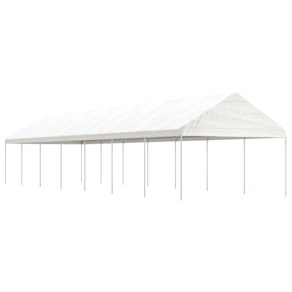 Arbor vidaxl avec toit 15.61x4.08x3,22 m Blanc en polyéthylène