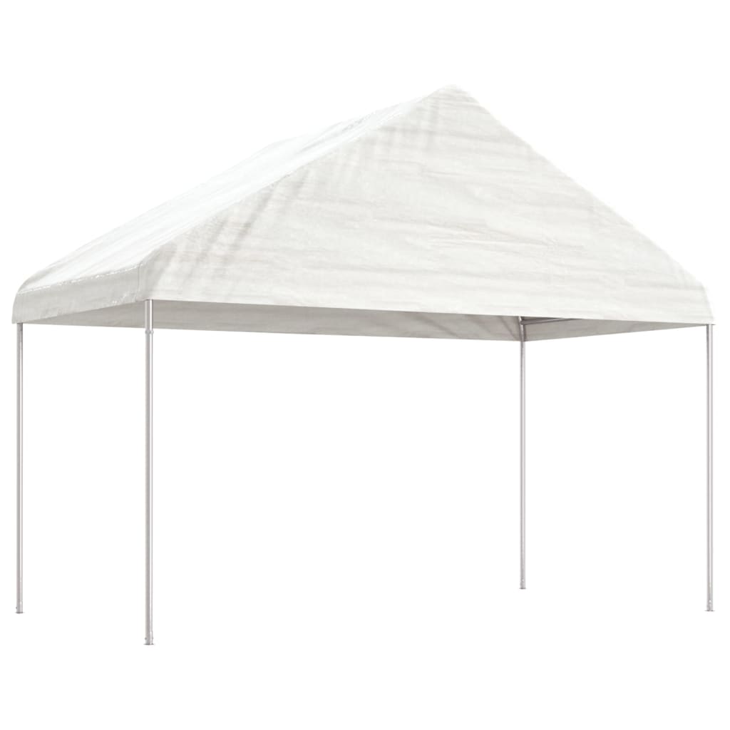 Arbor vidaxl avec toit 20.07x4.08x3.22 M Blanc en polyéthylène