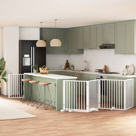 Vidaxl hondenhek inklapbaar met deur 12 panelen 960cm populierhout wit