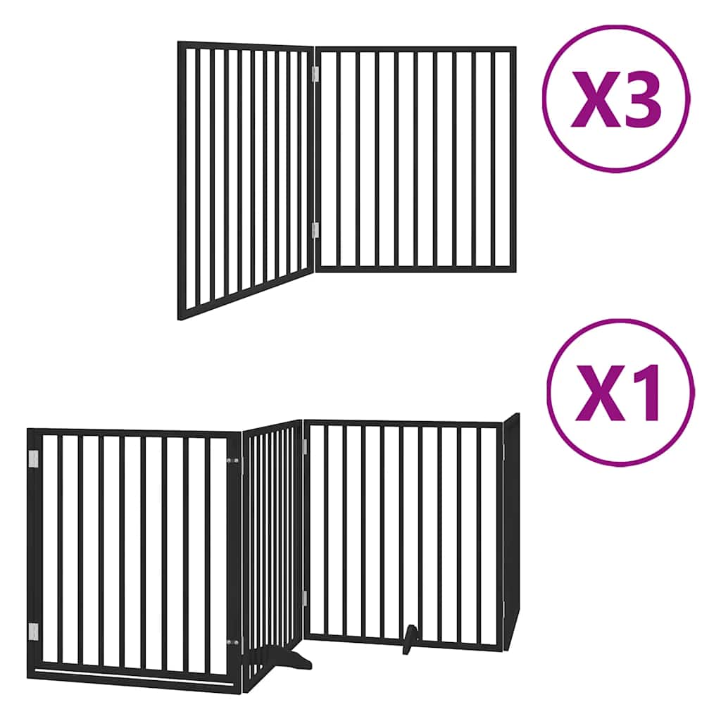 Vidaxl hondenhek inklapbaar 10 panelen 800 cm populierenhout zwart