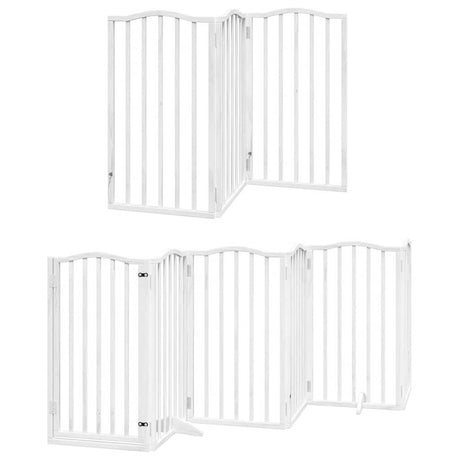 Vidaxl hondenhek inklapbaar met deur 9 panelen 450 cm populierhout wit