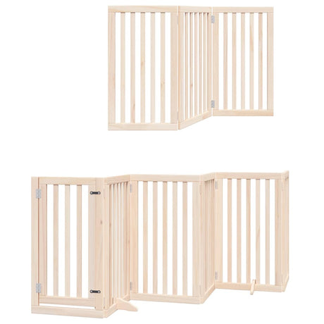 Vidaxl hondenhek inklapbaar met deur 12 panelen 600 cm populierenhout