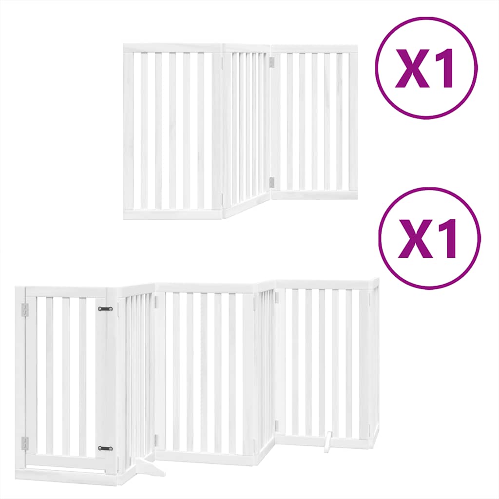 Vidaxl hondenhek inklapbaar met deur 9 panelen 450 cm populierhout wit