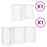 Vidaxl hondenhek inklapbaar met deur 9 panelen 450 cm populierhout wit