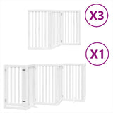 Vidaxl hondenhek inklapbaar met deur 15 panelen 750cm populierhout wit