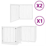 Vidaxl hondenhek inklapbaar met deur 8 panelen 640 cm populierhout wit
