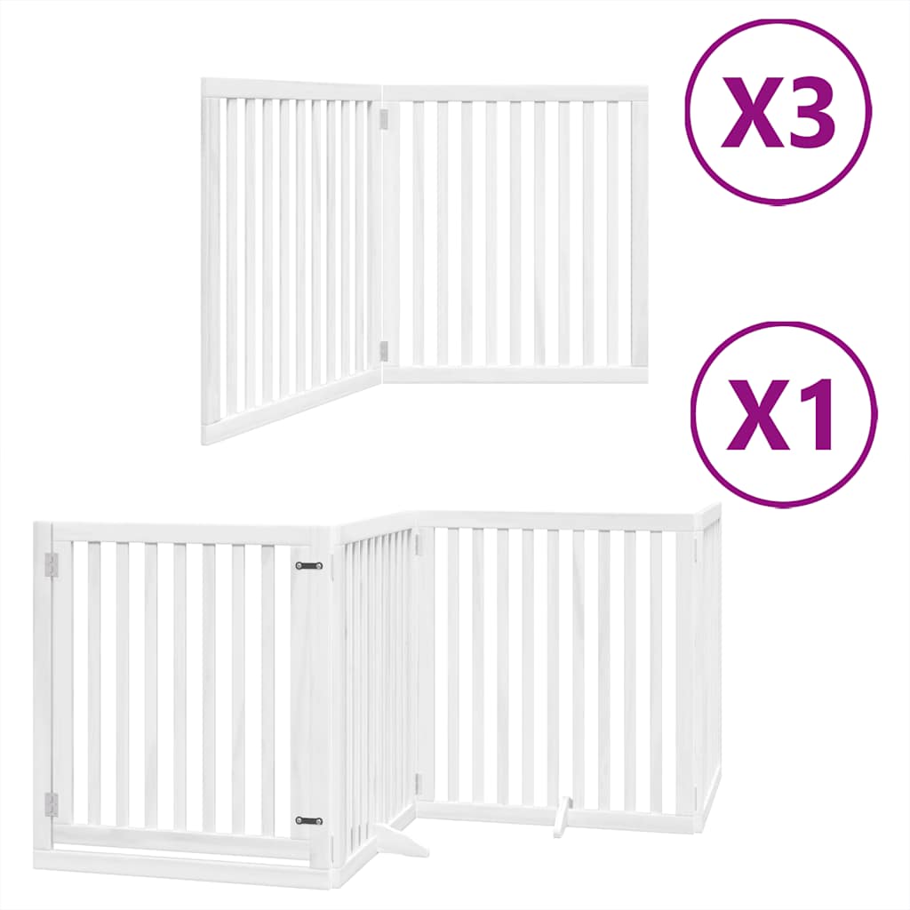 Vidaxl hondenhek inklapbaar met deur 10 panelen 800cm populierhout wit