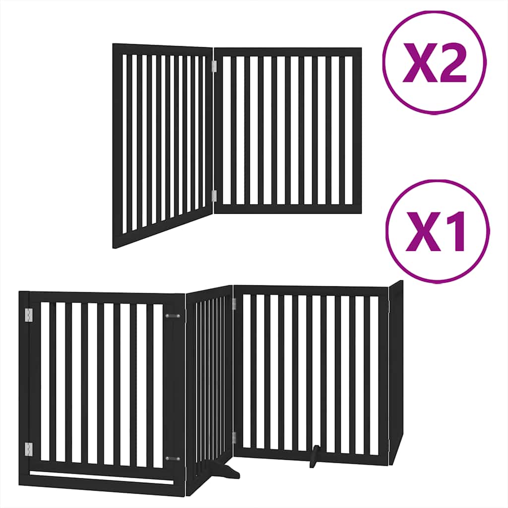 Vidaxl hondenhek inklapbaar 8 panelen 640 cm populierenhout zwart