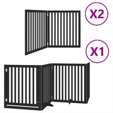 Vidaxl hondenhek inklapbaar 8 panelen 640 cm populierenhout zwart