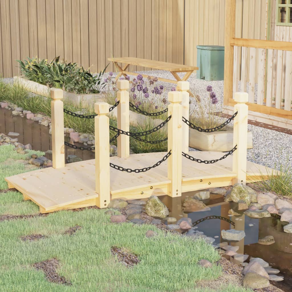 Vidaxl Gartenbrücke mit Kettenschienen 150 x 67 x 56 cm Festkieferholz