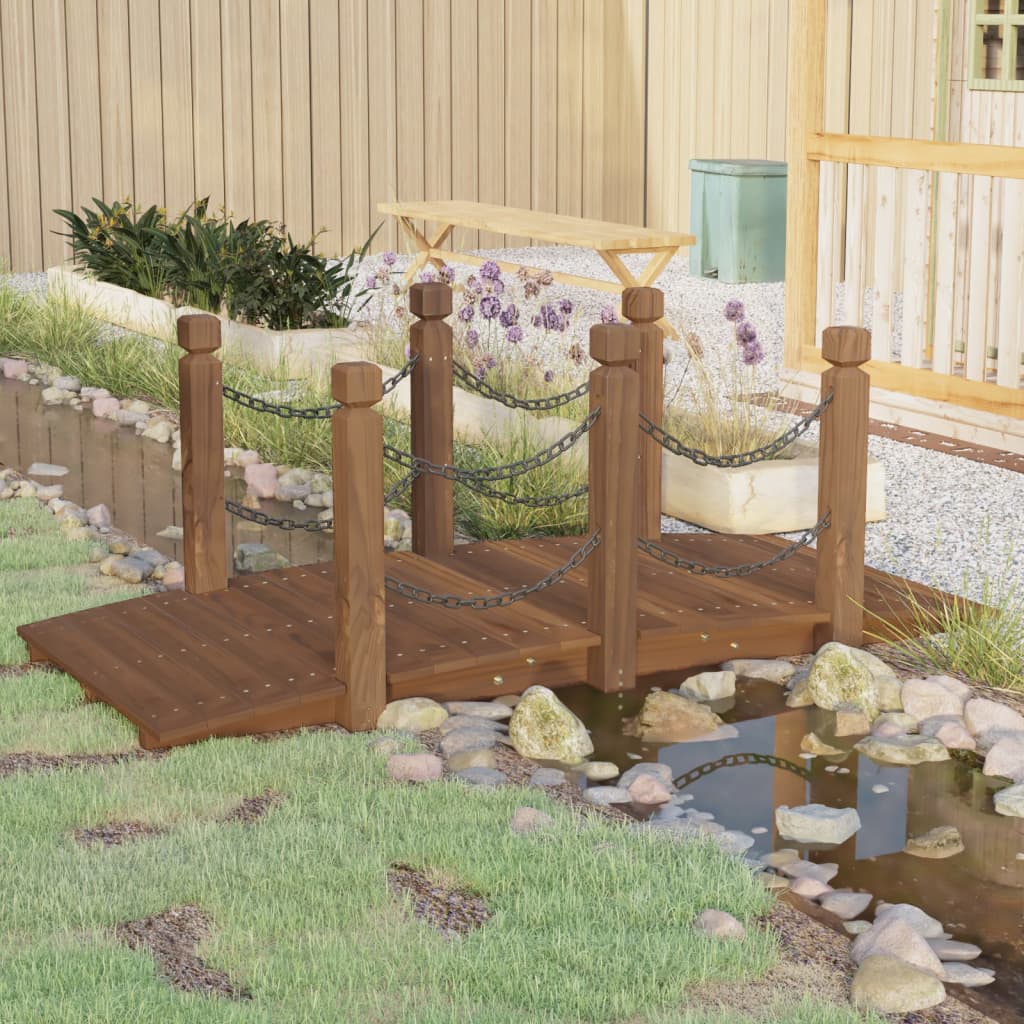 Vidaxl Garden Bridge with chain rails 150x67x56 cm Solid pinewood