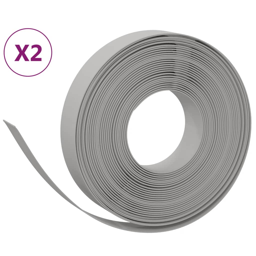 Vidaxl Garden Bordes 2 PCS 10 m 10 cm de polietileno gris