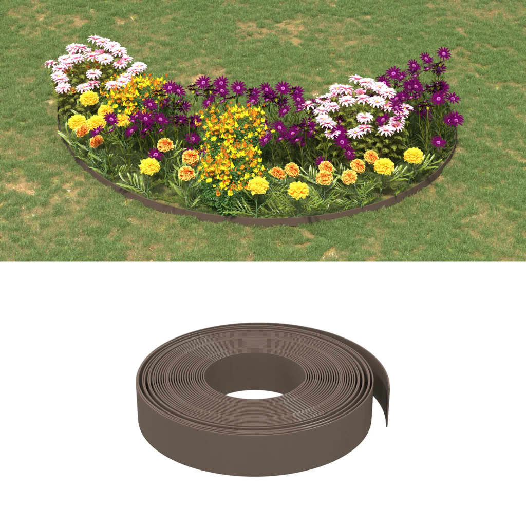 Vidaxl Garden Bordes 2 PCS 10 m 10 cm de polietileno marrón