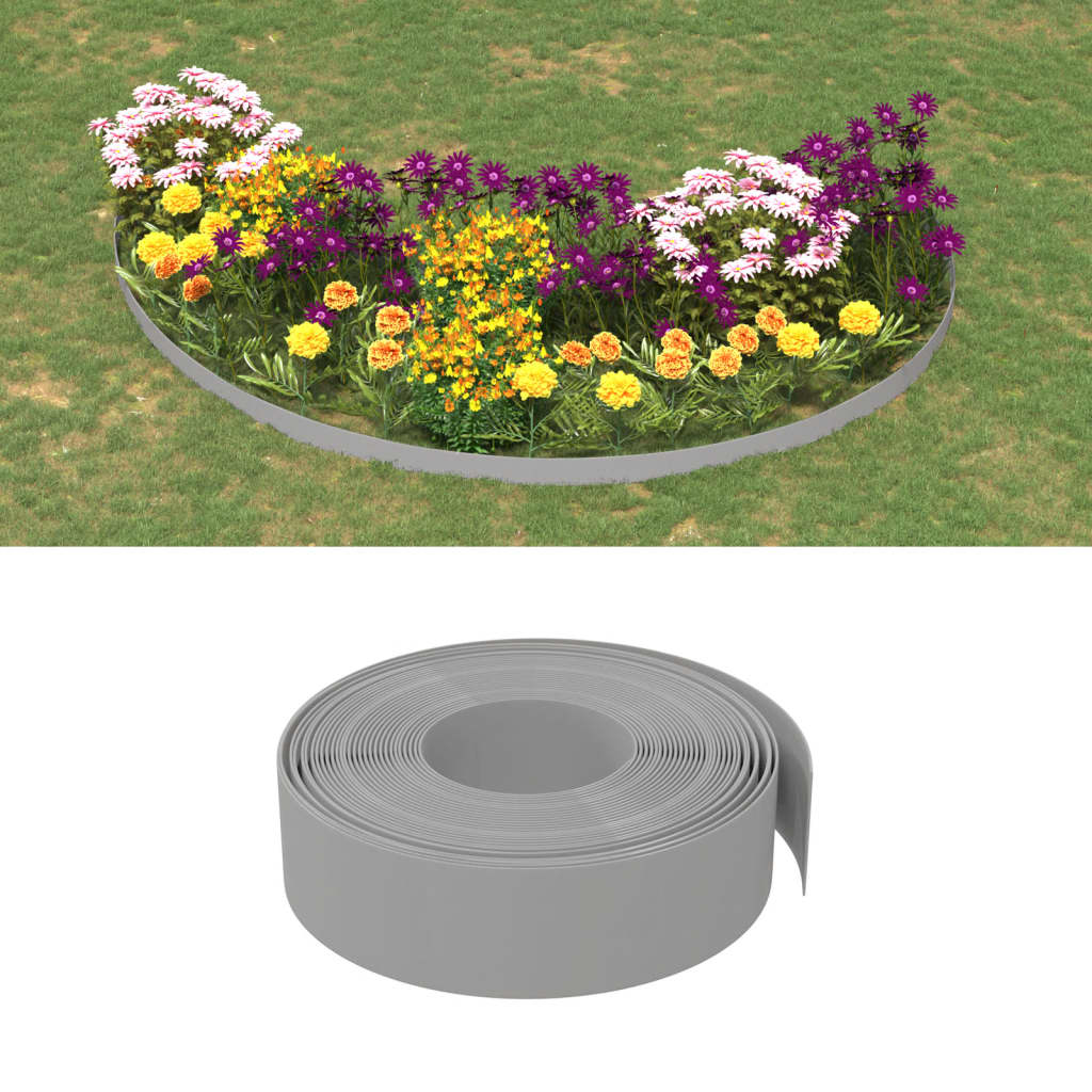 VIDAXL GARDEN BEDGES 2 PCS 10 M 15 cm polietilene grigio