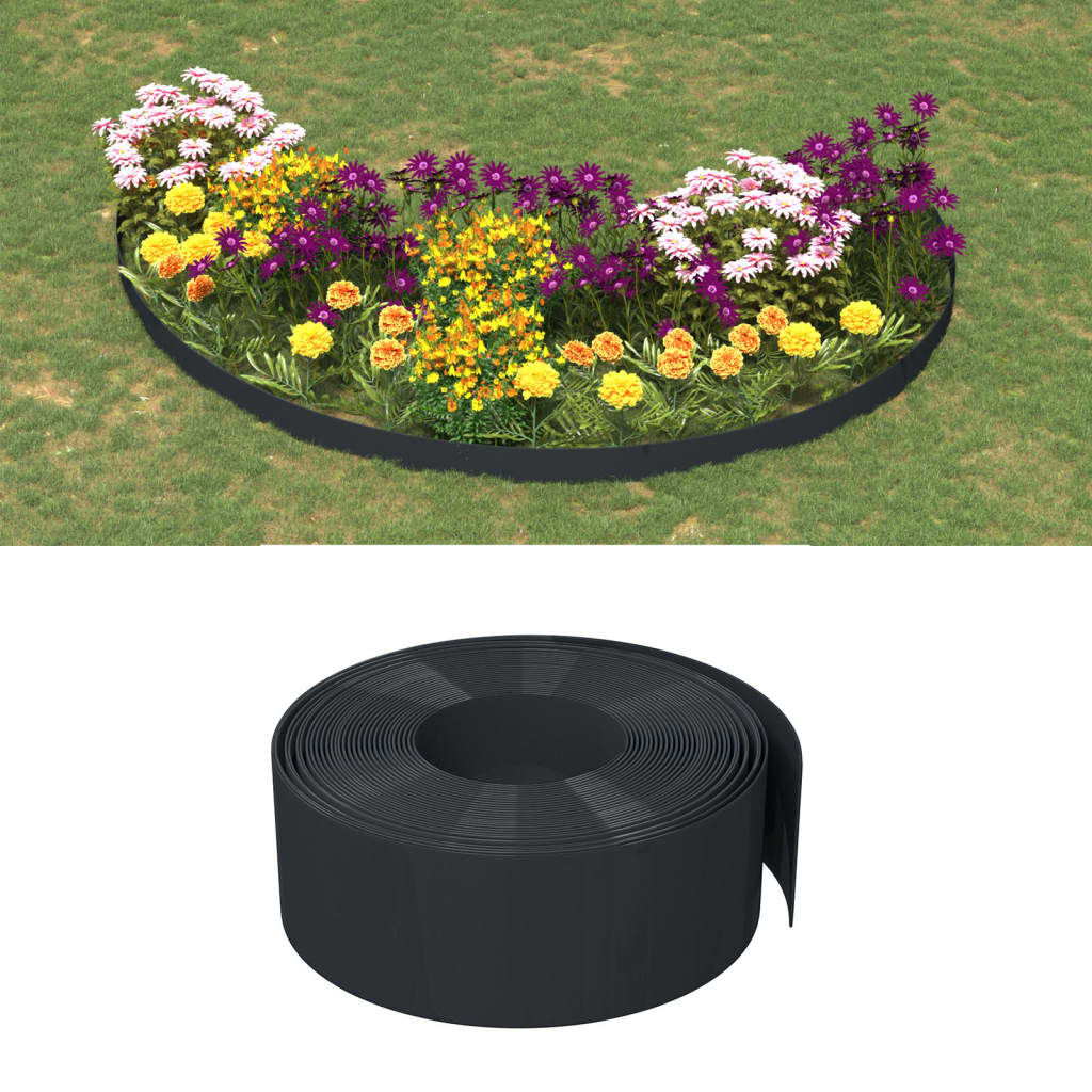 Bordi del giardino Vidaxl 3 St 10 m 20 cm polietilene nero