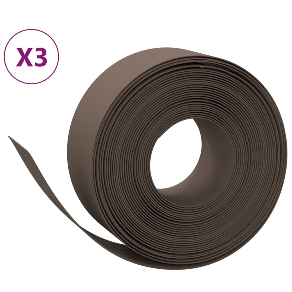 Vidaxl Garden Edges 3 st 10 m 20 cm polyetenbrun