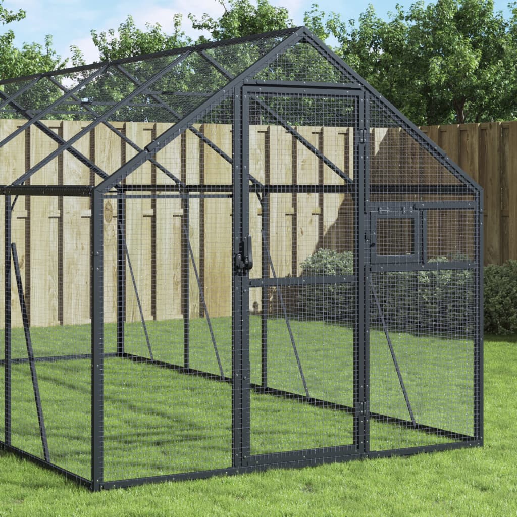 Vidaxl aviary 1.79x6x1.85 m aluminum anthracite colored